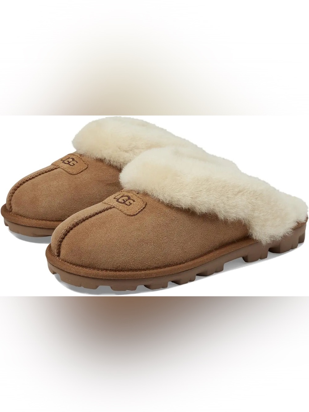 UGG Women's Chestnut Suede Shearling-Trim Slip-On Slippers